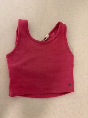 Roxy Crop Top XS Xtra Small Pink Sleeveless Textured Polyester Blend Criss Cross